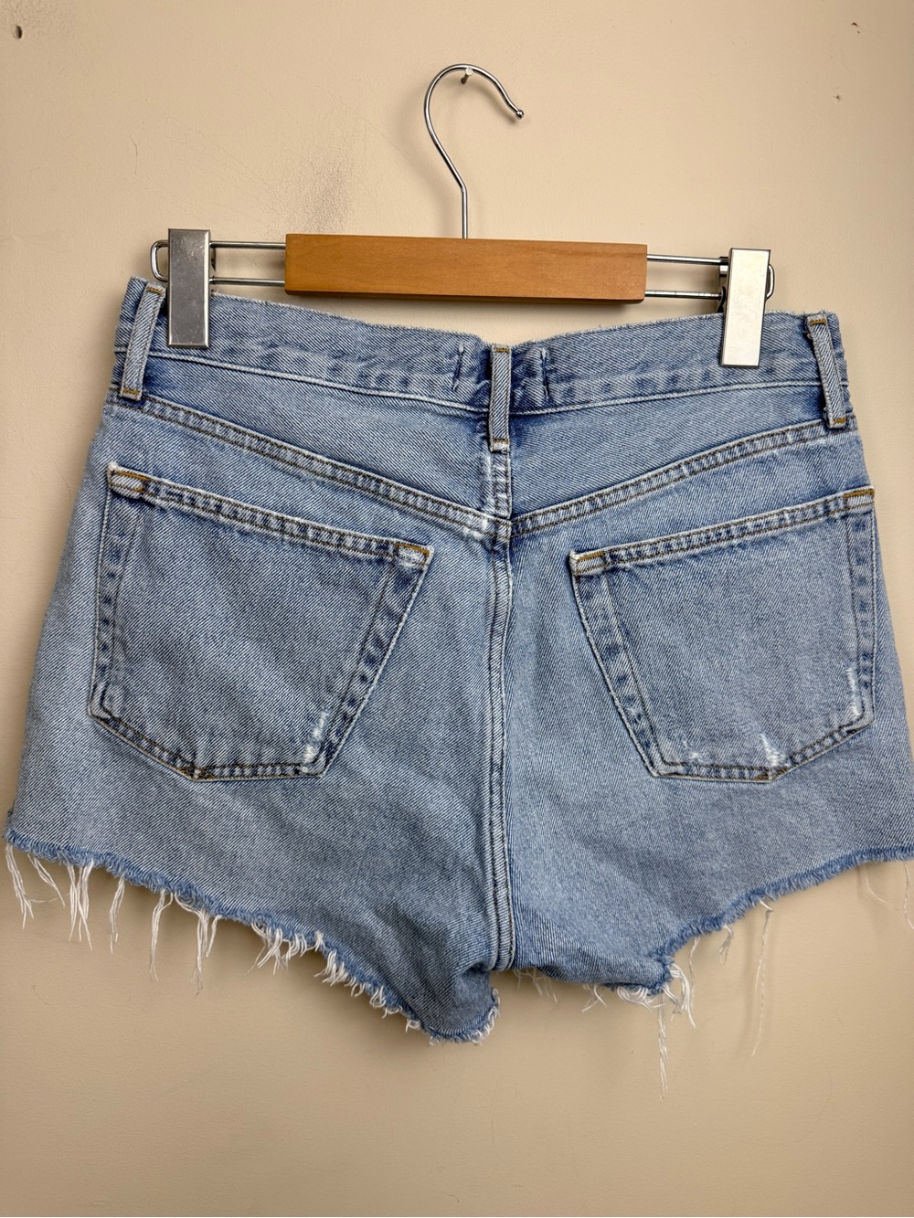 Agolde Parker distressed blue Jean shorts 25 - Picture 11 of 14